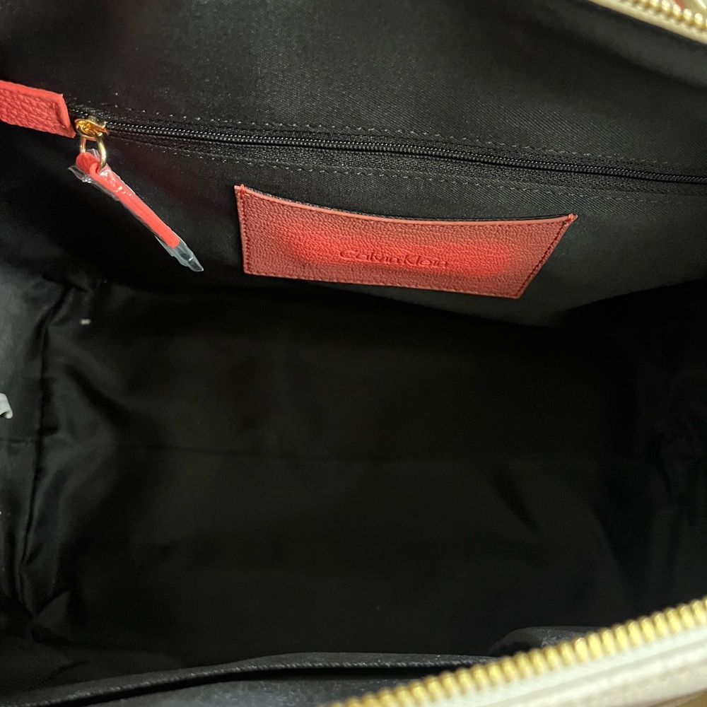 Calvin Klein Tan and Cream Satchel with Structured Design - Picture 6 of 16